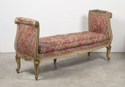 Bench seat.
Louis XV style.
90 x 174 cm.
Wear...