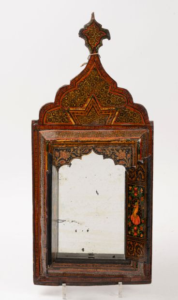 Shutter mirror in the Qadjar style with painted...