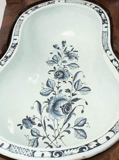 Walnut bidet chair with violoné back opening...