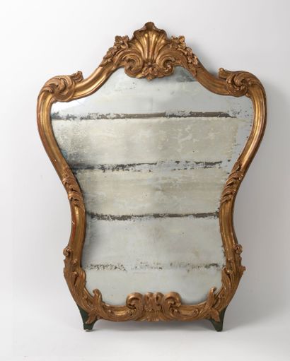 Rocaille violoné style mirror in wood and...