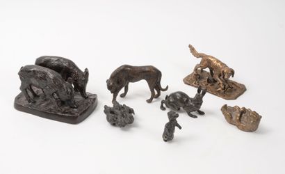lot de 6 petites sculptures en bronze ou...