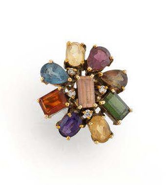 Importante bague bouquet en or jaune (750)...