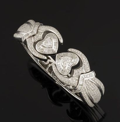 Openwork white gold (750) link bracelet with...