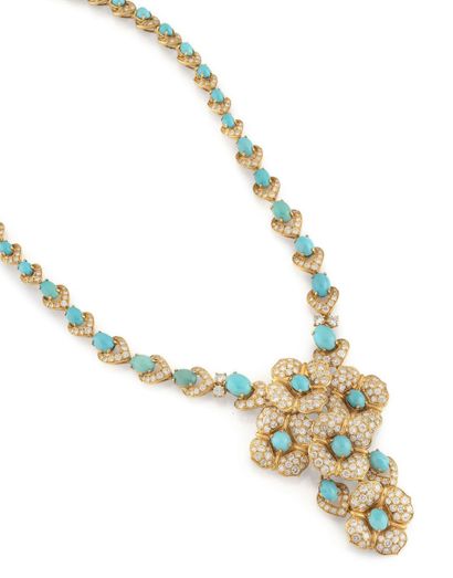Yellow gold (750) necklace formed by a line...