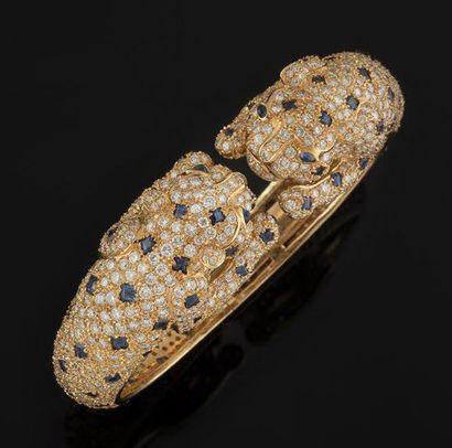 Large yellow gold (750) open-bracelet with...