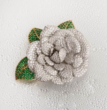 Large yellow and white gold (750) lapel clip...