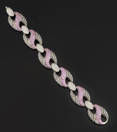 Articulated bracelet in white gold with a...