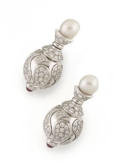 CHOPARD
Pair of white gold (750) earrings...