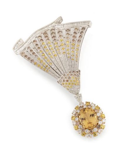 Important white and yellow gold (750) lapel...
