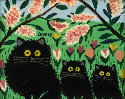 Maud LEWIS (1903-1970)
Trois chats.
Huile...