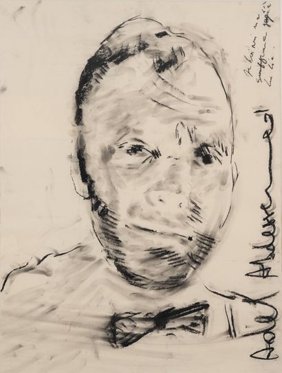 Adel ABDESSEMED (1971)
Portrait d'homme.
Fusain...