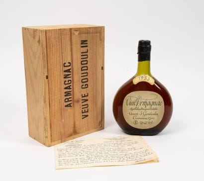 ARMAGNAC
1 bottle, 1953.
Veuve Goudoulin.
Domaine...