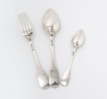 Couvert de naissance (3 p.) en argent (950),...