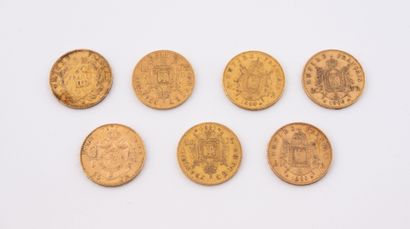 FRANCE
Lot de 6 pièces de 20 francs or Napoléon...
