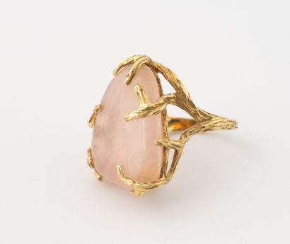Bague à monture en filins d'or jaune (750)...