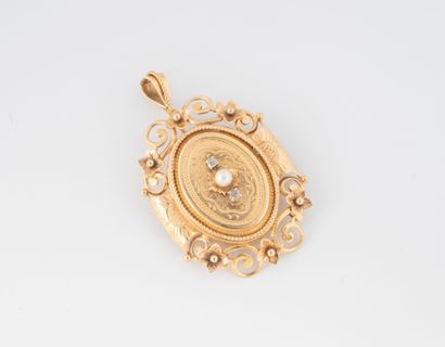 Yellow gold (750) medallion brooch pendant...
