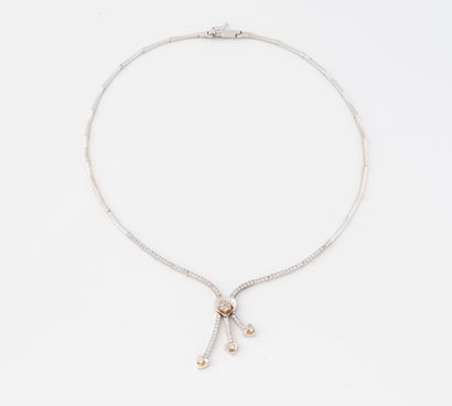 Collier négligé en or gris (585) à maille...