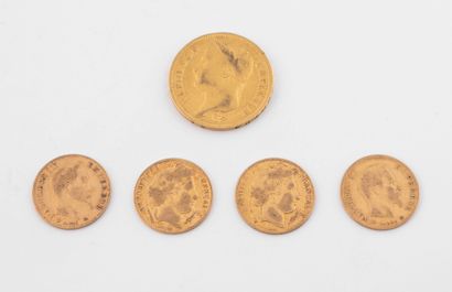 FRANCE
Lot de pièces d'or comprenant : 
-...