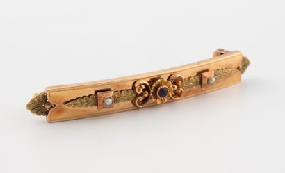 Barrette brooch in pink and yellow gold (750),...