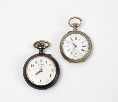 Set of two steel gousset watches, one also...