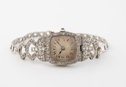 Ladies' wristwatch in platinum (950) and...