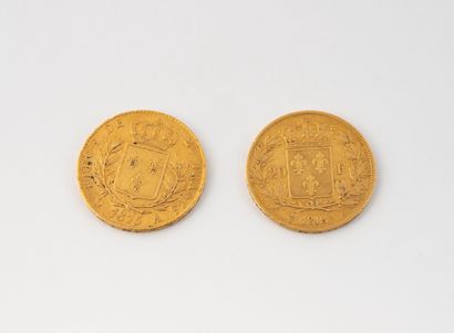 FRANCE
Deux pièces de 20 francs or, Louis...