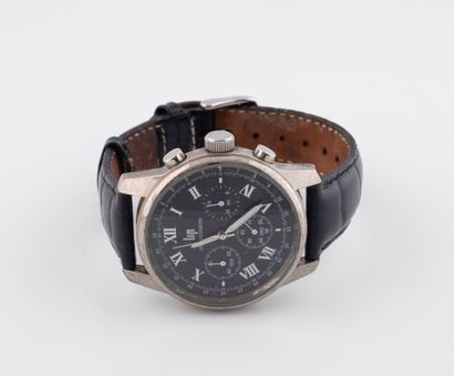 LIP
Steel chronograph watch.
Signed black...