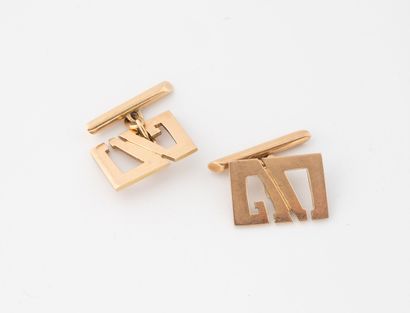 Pair of yellow gold (585) cufflinks with...
