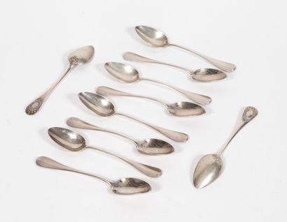 Série de cuillères à thé en argent (950),...