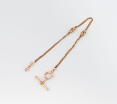 750 yellow gold watch chain with three strands...