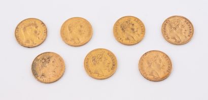 FRANCE
Lot de 6 pièces de 20 francs or Napoléon...