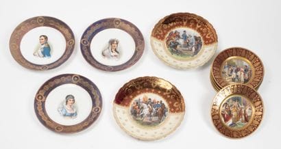 Set of porcelain pieces with printed and...