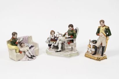 EUROPE, XXème siècle
Three polychrome porcelain...