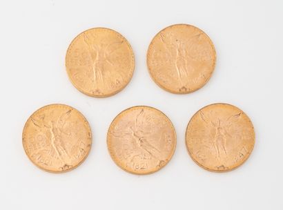 MEXIQUE
5 rose gold coins of 50 pesos, 1821-1947.
Total...