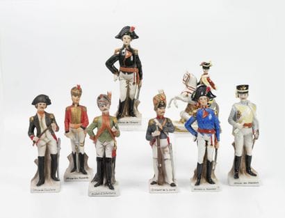 8 polychrome enameled porcelain subjects,...