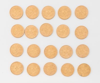 SUISSE
20 pieces of 20 Francs rose gold (1912...