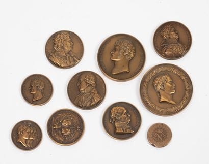 9 Commemorative bronze medals.
- Napoleo...