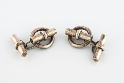 HERMES
Pair of silver (800) cufflinks formed...