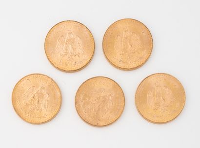 MEXIQUE
5 rose gold coins of 50 pesos, 1821-1947.
Total...