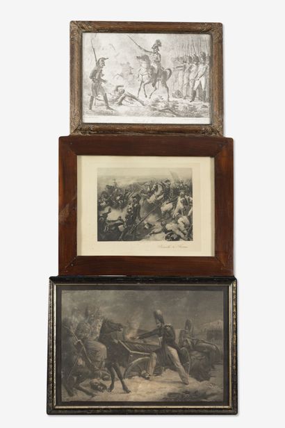 Lot of 6 framed pieces:
- Napoleon on a battlefield
After...