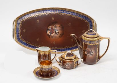 Set of porcelain pieces with printed and...