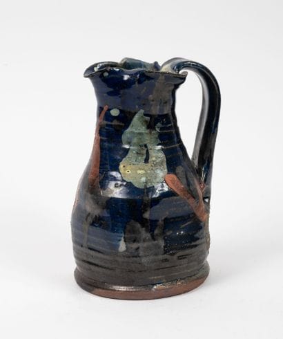 Dish and pitcher.
Enameled stoneware.
Signed...