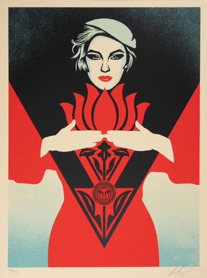 Shepard FAIREY (1970) 
Obey Noir Flower Woman...