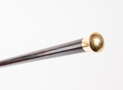 Yellow gold (750) cane with small knob, engraved...