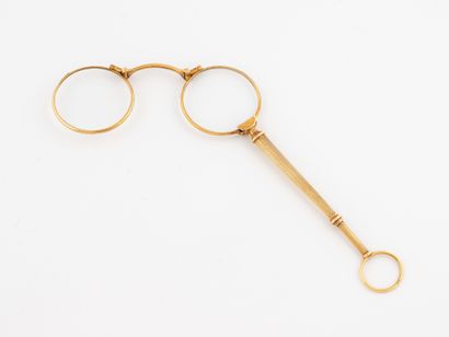 Lorgnon in yellow gold (750), the handle...