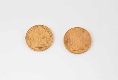 FRANCE
Two 20-gold coins, 1877 and 1898.
Total...