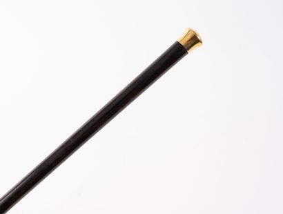 Yellow gold (750) cane with small knob, engraved...