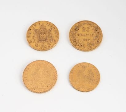 FRANCE
Lot of 4 coins, Napoleon III or République...