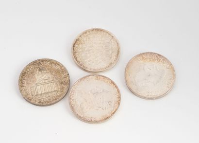 FRANCE
Lot of 4 silver 100 franc coins.
1982,...