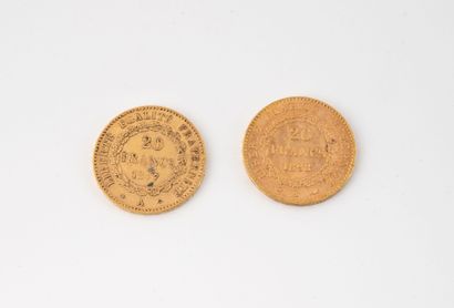 FRANCE
Two 20-gold coins, 1877 and 1898.
Total...